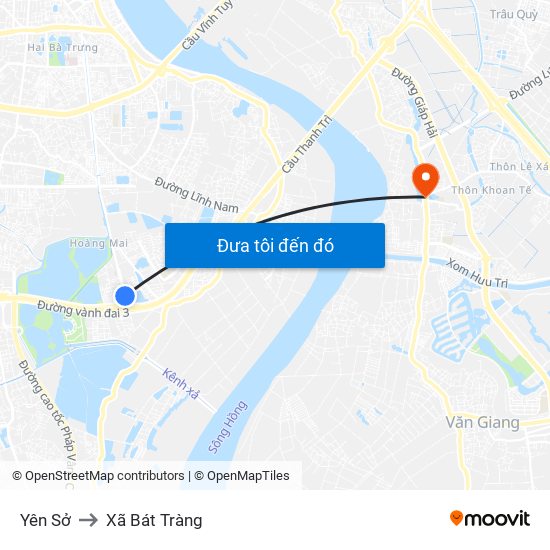 Yên Sở to Xã Bát Tràng map