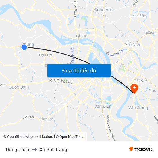 Đồng Tháp to Xã Bát Tràng map