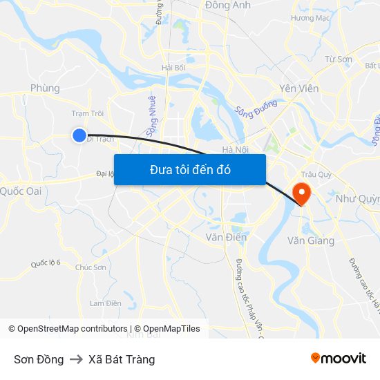 Sơn Đồng to Xã Bát Tràng map