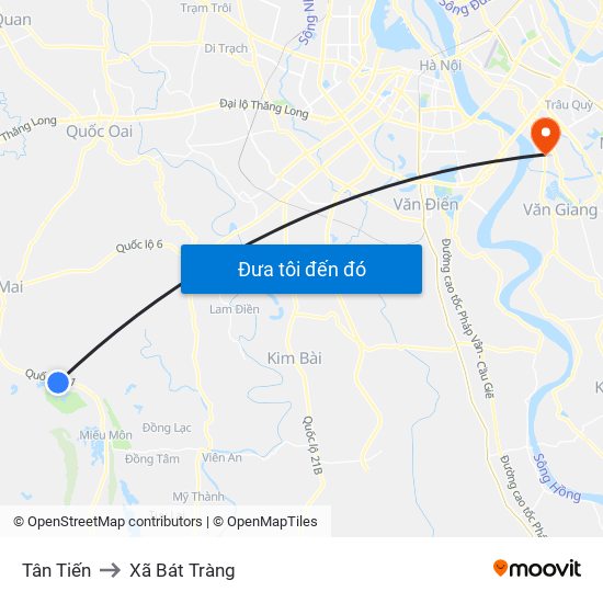 Tân Tiến to Xã Bát Tràng map