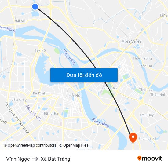 Vĩnh Ngọc to Xã Bát Tràng map