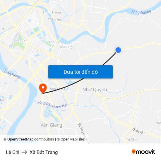 Lệ Chi to Xã Bát Tràng map