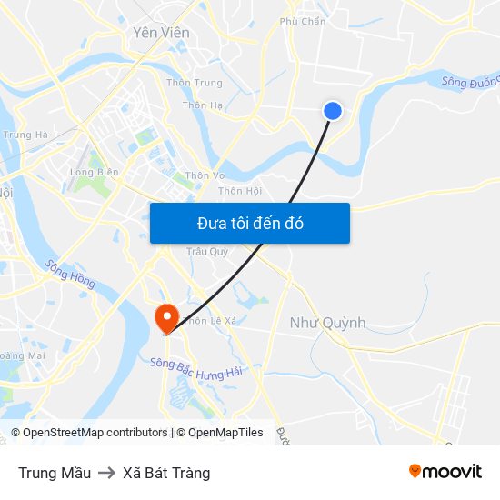 Trung Mầu to Xã Bát Tràng map