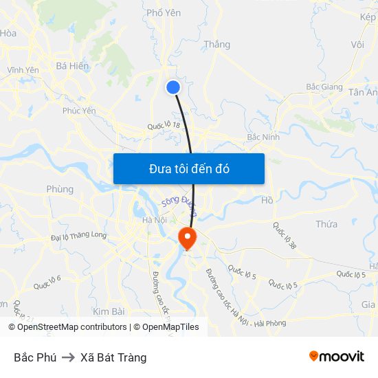 Bắc Phú to Xã Bát Tràng map