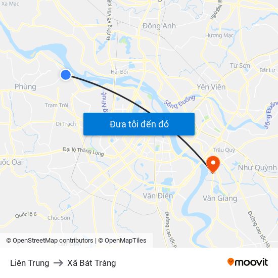 Liên Trung to Xã Bát Tràng map