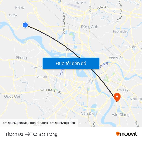 Thạch Đà to Xã Bát Tràng map