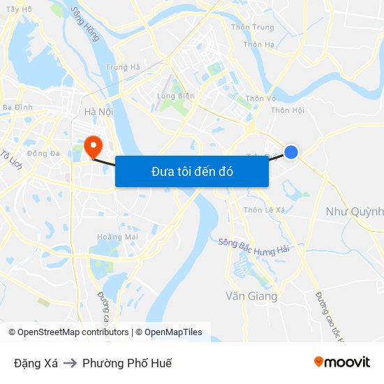 Đặng Xá to Phường Phố Huế map