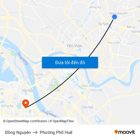 Đồng Nguyên to Phường Phố Huế map