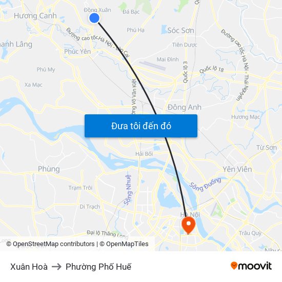 Xuân Hoà to Phường Phố Huế map