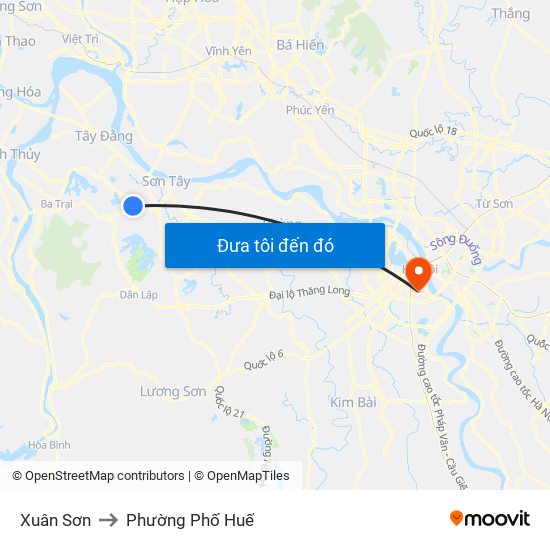 Xuân Sơn to Phường Phố Huế map