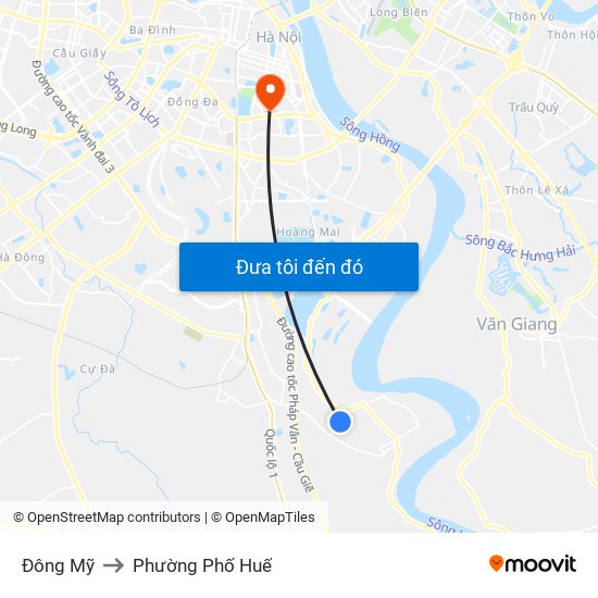 Đông Mỹ to Phường Phố Huế map