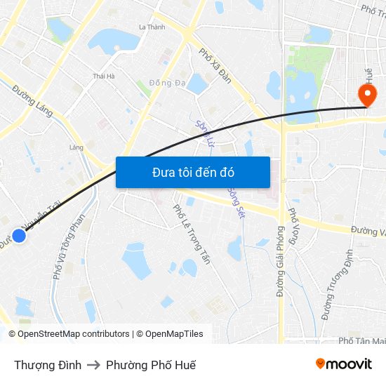 Thượng Đình to Phường Phố Huế map