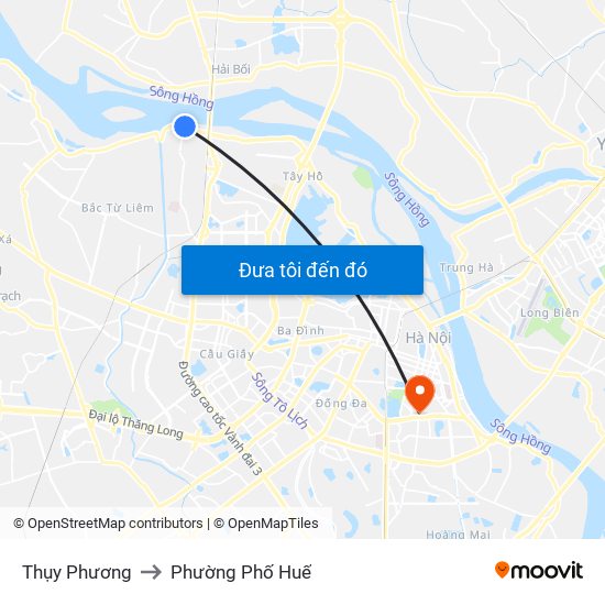 Thụy Phương to Phường Phố Huế map