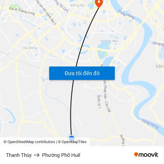 Thanh Thùy to Phường Phố Huế map