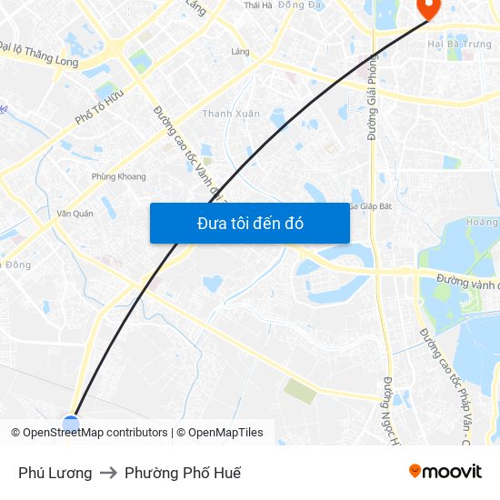 Phú Lương to Phường Phố Huế map