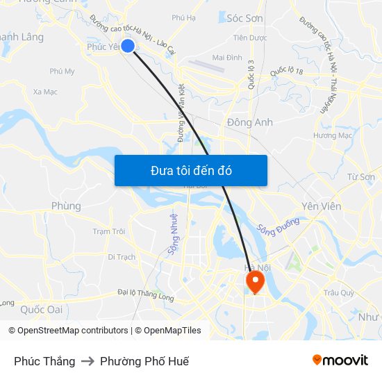 Phúc Thắng to Phường Phố Huế map