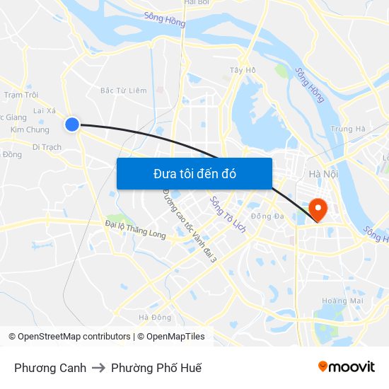 Phương Canh to Phường Phố Huế map