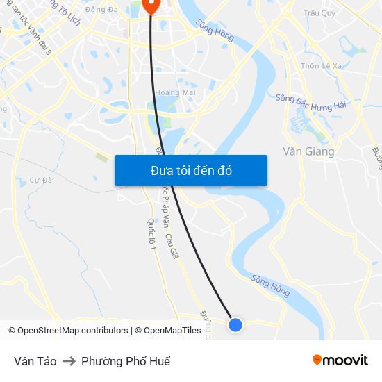 Vân Tảo to Phường Phố Huế map