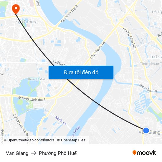 Văn Giang to Phường Phố Huế map