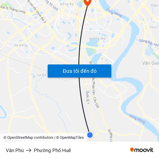 Văn Phú to Phường Phố Huế map