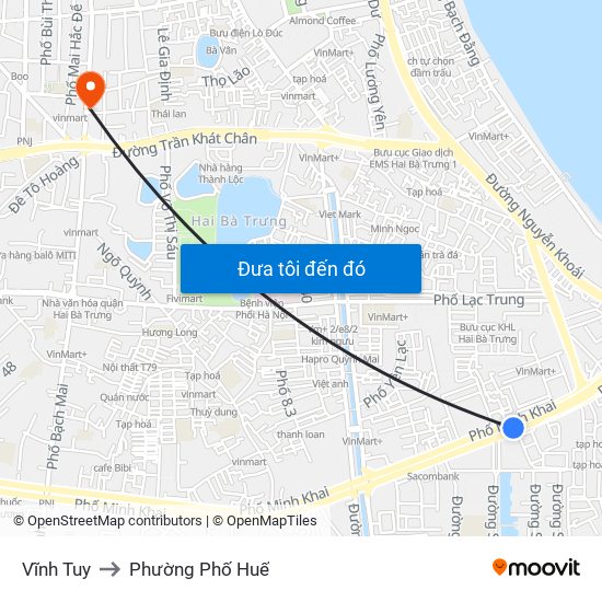 Vĩnh Tuy to Phường Phố Huế map