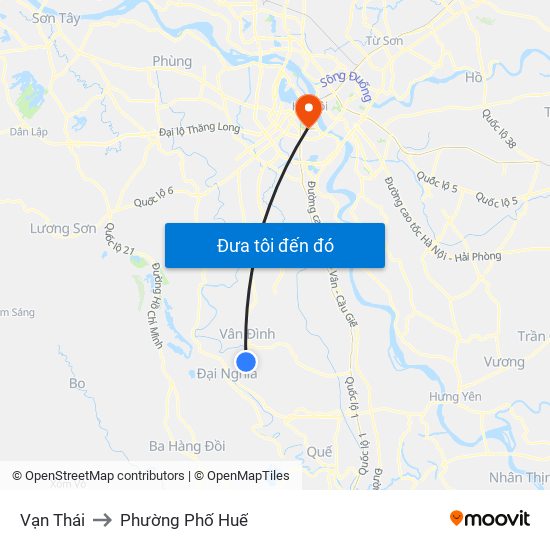 Vạn Thái to Phường Phố Huế map