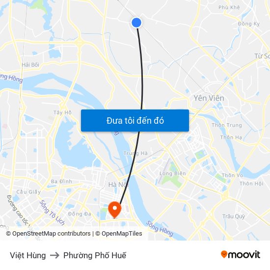 Việt Hùng to Phường Phố Huế map