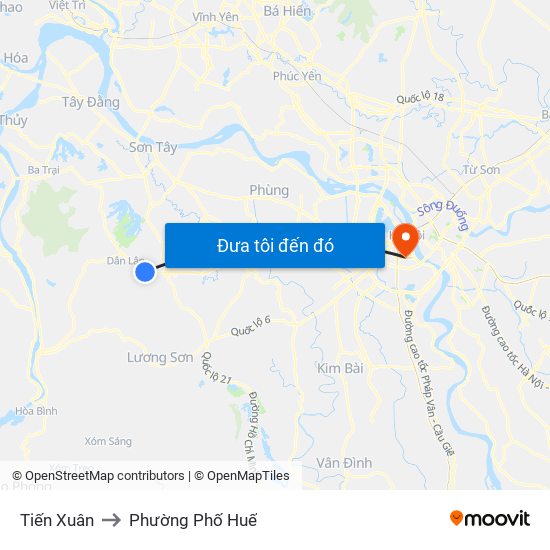 Tiến Xuân to Phường Phố Huế map