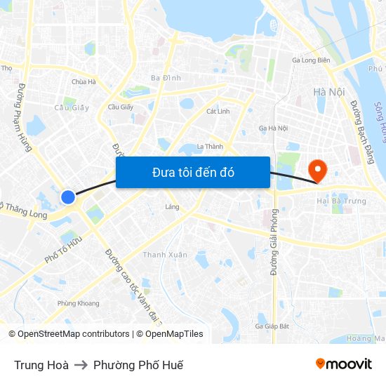 Trung Hoà to Phường Phố Huế map