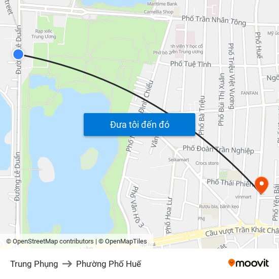 Trung Phụng to Phường Phố Huế map