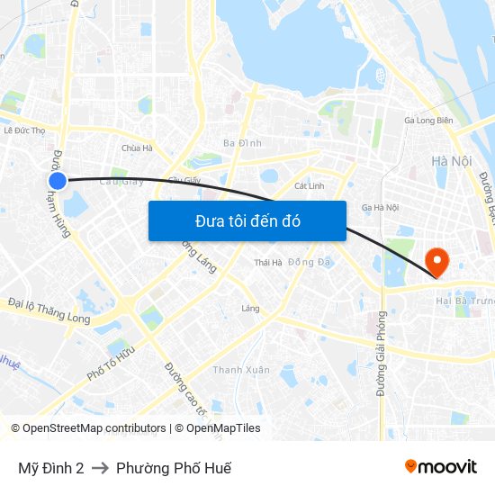 Mỹ Đình 2 to Phường Phố Huế map