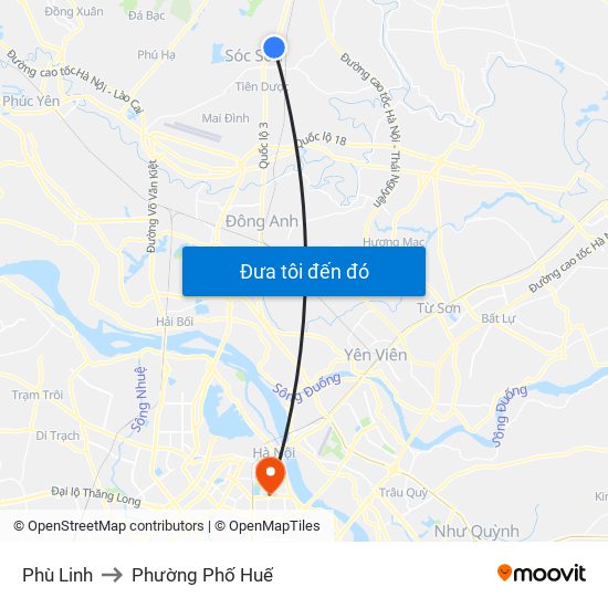 Phù Linh to Phường Phố Huế map