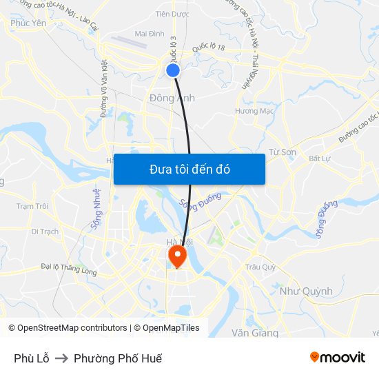 Phù Lỗ to Phường Phố Huế map