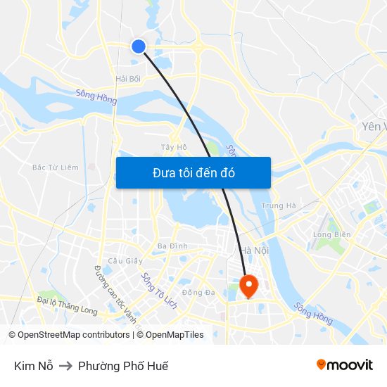 Kim Nỗ to Phường Phố Huế map