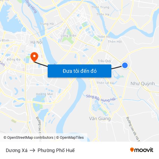 Dương Xá to Phường Phố Huế map