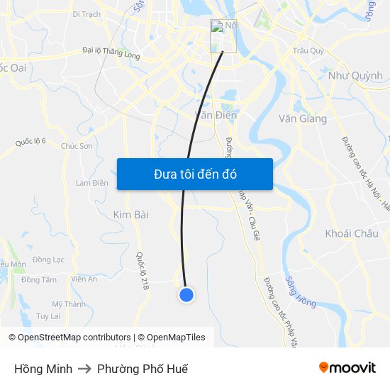 Hồng Minh to Phường Phố Huế map