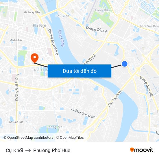 Cự Khối to Phường Phố Huế map