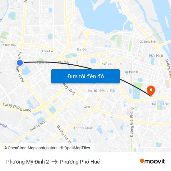 Phường Mỹ Đình 2 to Phường Phố Huế map