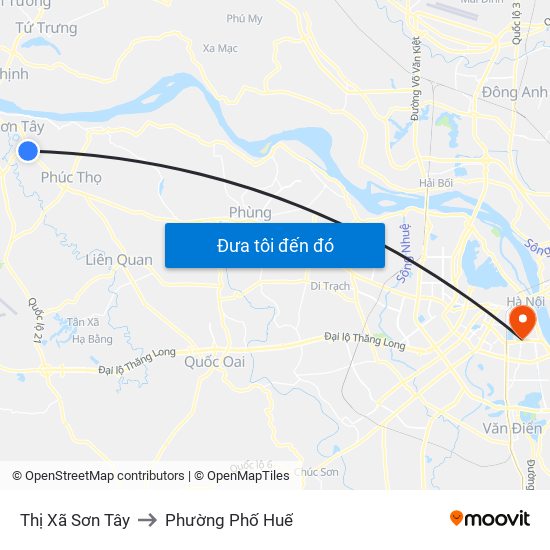 Thị Xã Sơn Tây to Phường Phố Huế map