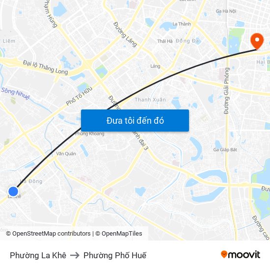 Phường La Khê to Phường Phố Huế map