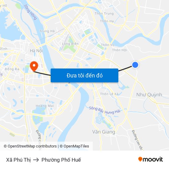 Xã Phú Thị to Phường Phố Huế map