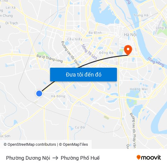 Phường Dương Nội to Phường Phố Huế map