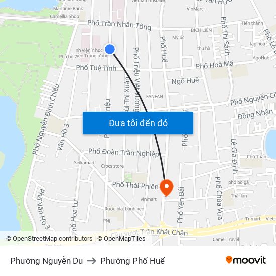 Phường Nguyễn Du to Phường Phố Huế map