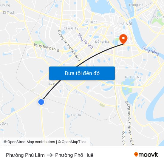 Phường Phú Lãm to Phường Phố Huế map