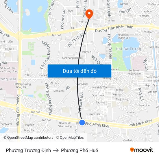 Phường Trương Định to Phường Phố Huế map