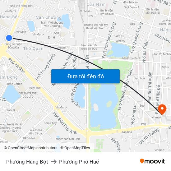 Phường Hàng Bột to Phường Phố Huế map