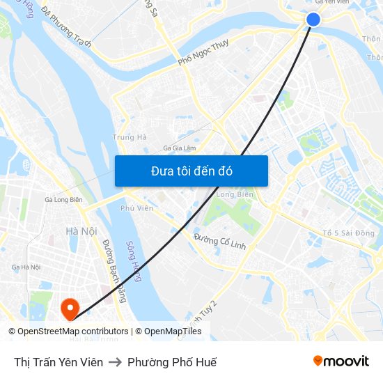 Thị Trấn Yên Viên to Phường Phố Huế map