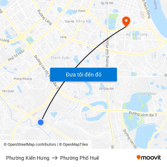 Phường Kiến Hưng to Phường Phố Huế map