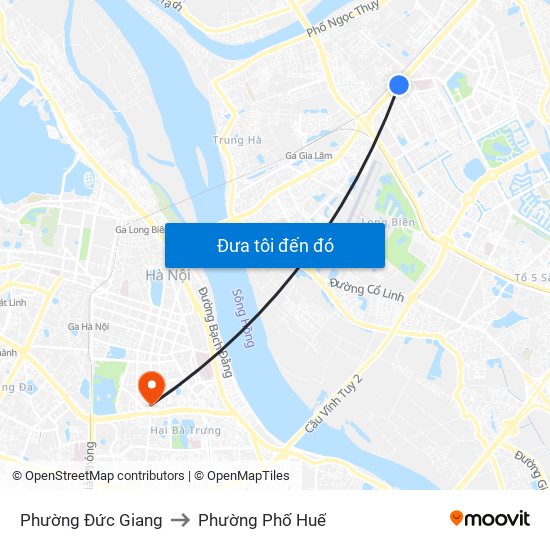 Phường Đức Giang to Phường Phố Huế map