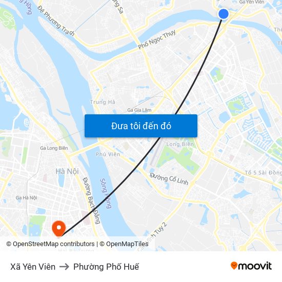 Xã Yên Viên to Phường Phố Huế map